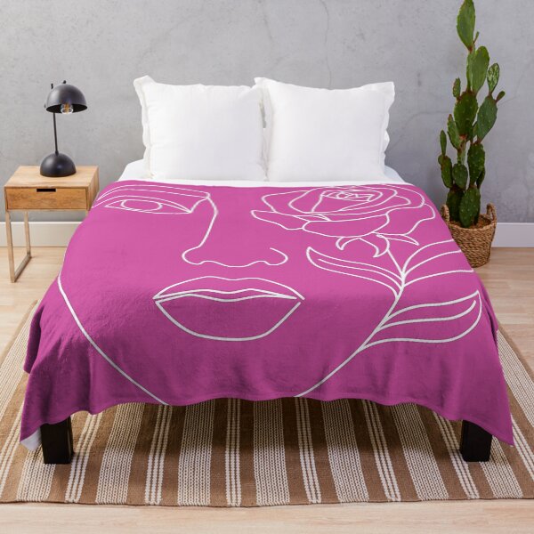 Item preview, Female Floral Face White Line Art On Pink designed and sold by DEC02.