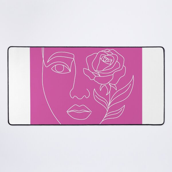 Item preview, Female Floral Face White Line Art On Pink designed and sold by DEC02.