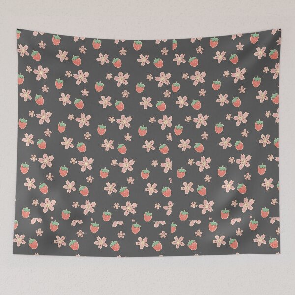 Item preview, Dark Kawaii Sakura & Strawberry Seamless Pattern | Moody Cottagecore Floral designed and sold by Adobofaves2020.