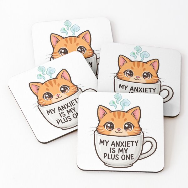 Item preview, My Anxiety Is My Plus One Cute Cat In Coffee Cup designed and sold by Interactive-Art.