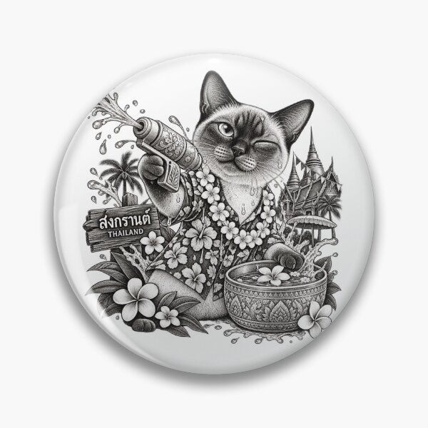 Item preview, Songkran Cat – Funny Thai New Year Siamese Cat Art designed and sold by mamhew2456.