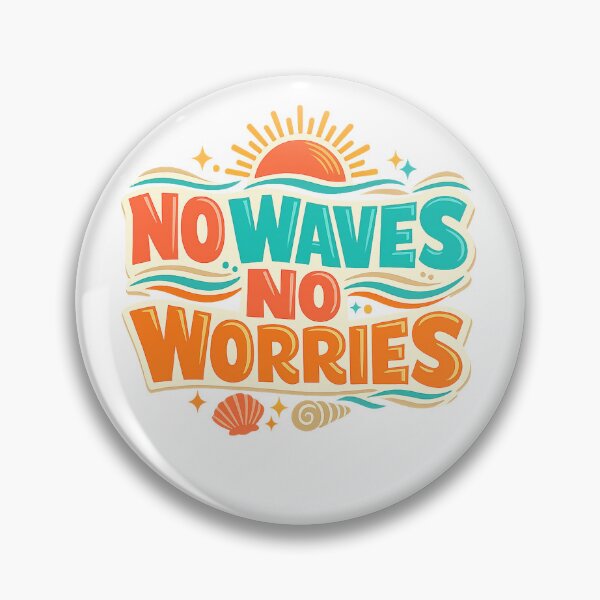 Item preview, No Waves No Worries Retro Beach Art Design Print designed and sold by inkoutninja.