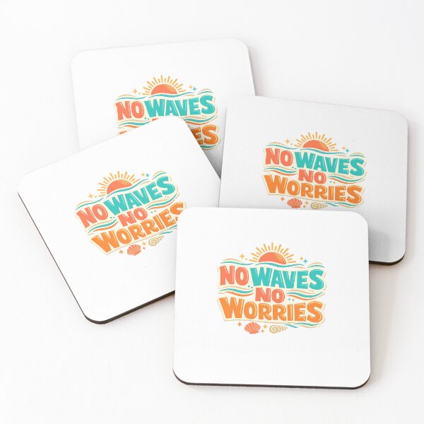 Item preview, No Waves No Worries Retro Beach Art Design Print designed and sold by inkoutninja.