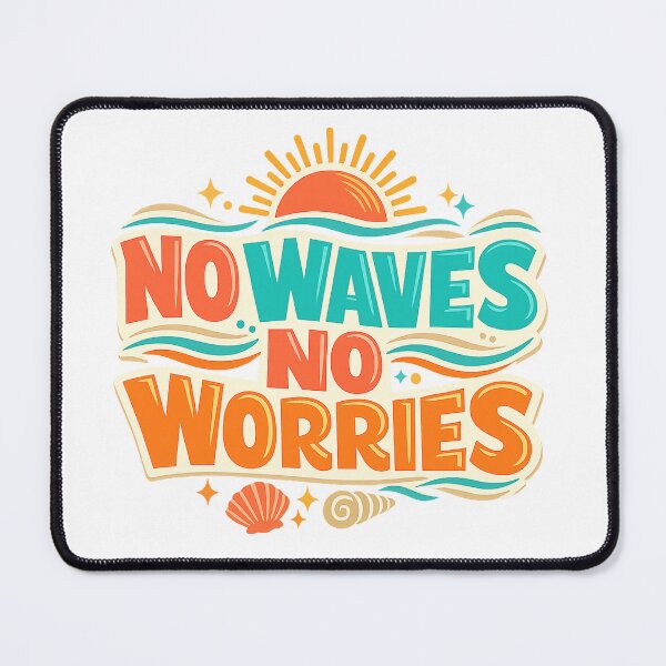 Item preview, No Waves No Worries Retro Beach Art Design Print designed and sold by inkoutninja.
