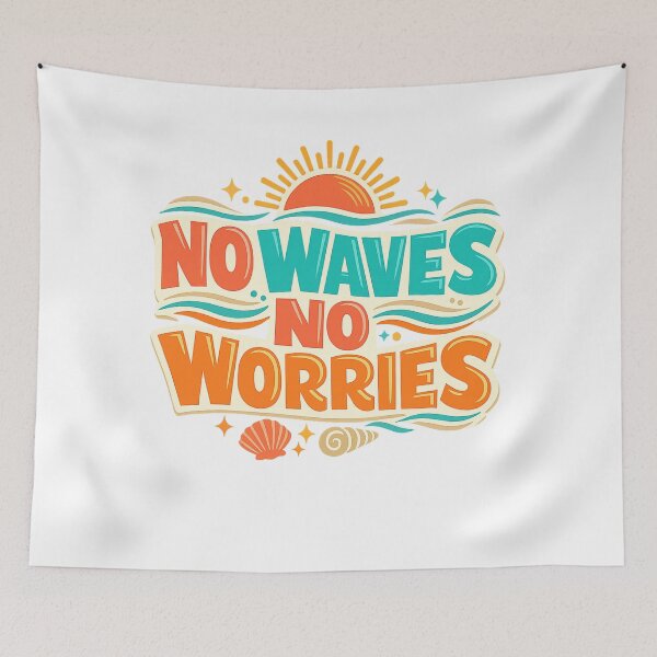 Item preview, No Waves No Worries Retro Beach Art Design Print designed and sold by inkoutninja.