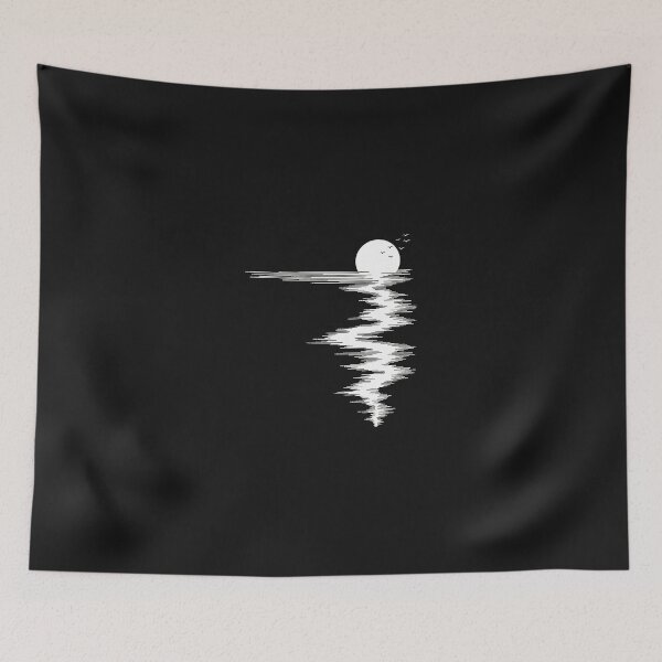 Item preview, Minimalist Moon Over Water Reflection Line Art designed and sold by YarningsandYear.