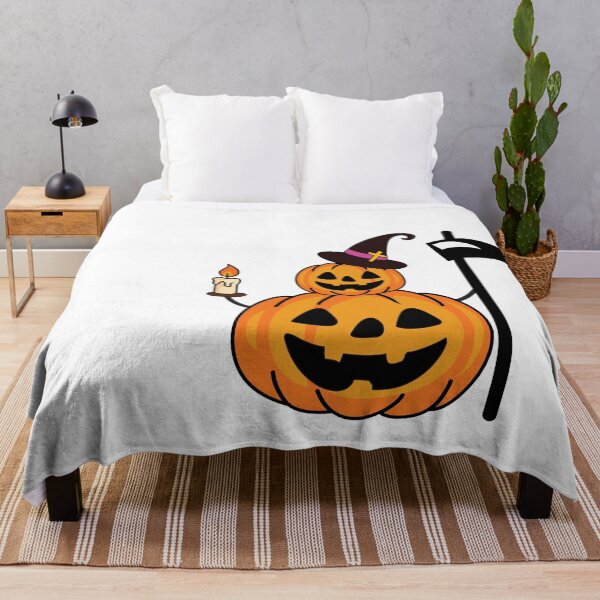 Item preview, Cute Halloween jack o lantern with witch hat and scythe designed and sold by PowerAntShop.