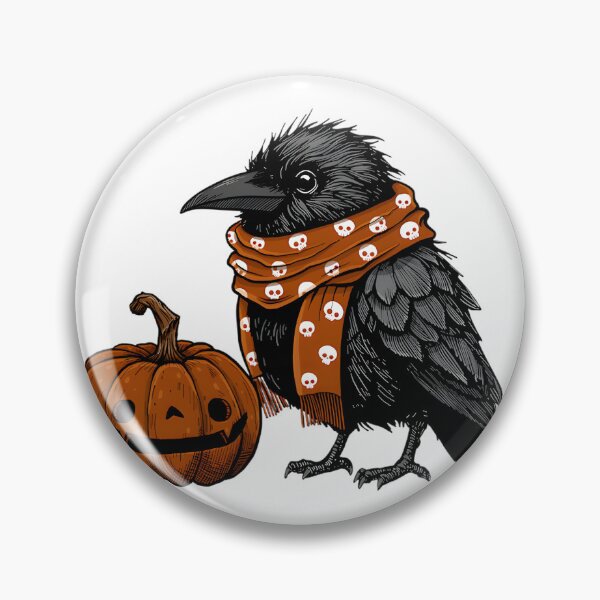 Item preview, Crow Perched on a Halloween Pumpkin Illustration designed and sold by Shippedit.