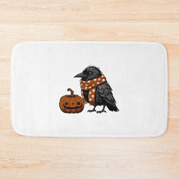 Item preview, Crow Perched on a Halloween Pumpkin Illustration designed and sold by Shippedit.