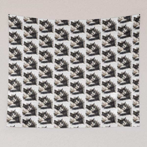 Item preview, Cat | Black & White Cat | Minimal Pet Aesthetic Art designed and sold by Mandayartstudio.