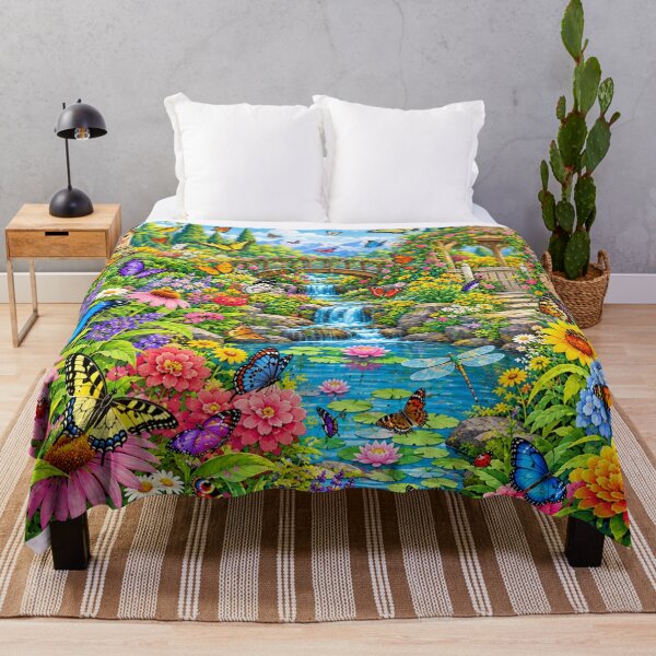 Item preview, Butterfly Garden Paradise – Colorful Floral Waterfall Garden designed and sold by CreativeCharmCo.