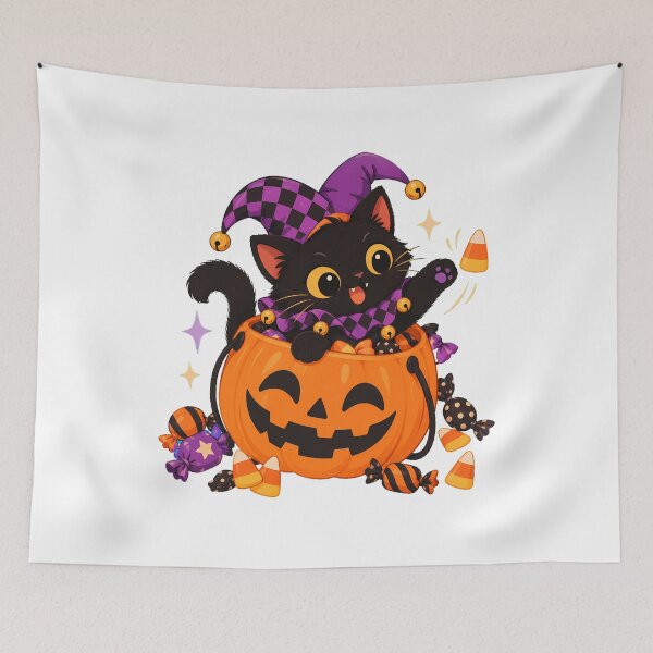 Item preview, Pumpkin Cat Spooky Candy Bucket Halloween designed and sold by chattsuede.