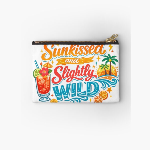 Item preview, Sunkissed Slightly Wild Tropical Beach Summer Retro Quote Art Design Print designed and sold by inkoutninja.