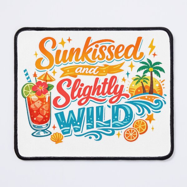 Item preview, Sunkissed Slightly Wild Tropical Beach Summer Retro Quote Art Design Print designed and sold by inkoutninja.