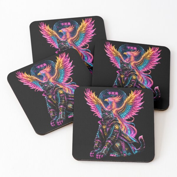 Item preview, Neon Phoenix Cat – Eternal Flame Cyberpunk Guardian designed and sold by Neon Riot Studio.