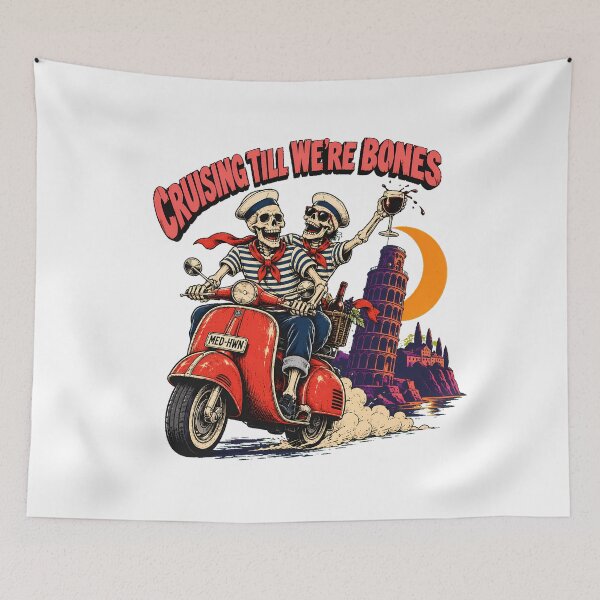 Item preview, Cruising Skeletons Scooter Pisa Wine Travel Couple designed and sold by chattsuede.