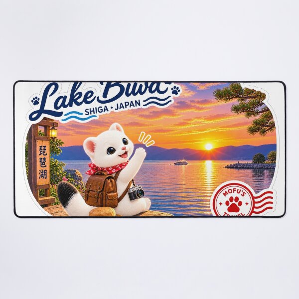 Item preview, Lake Biwa Sunset Mofu Travel Sticker – Shiga Japan designed and sold by aoisora-kiki55.