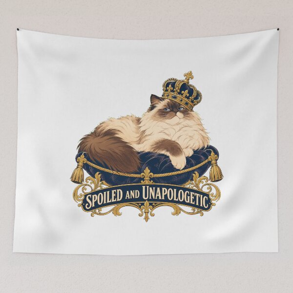 Item preview, Ragdoll Cat Crowned Gold Cushion Spoiled Pet designed and sold by chattsuede.