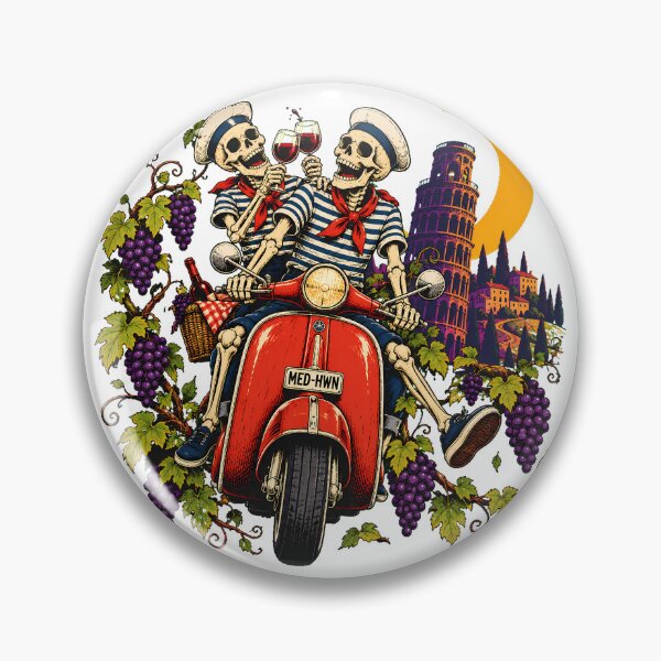 Item preview, Italian Skeleton Riding Scooter Toasting Wine Lover designed and sold by chattsuede.