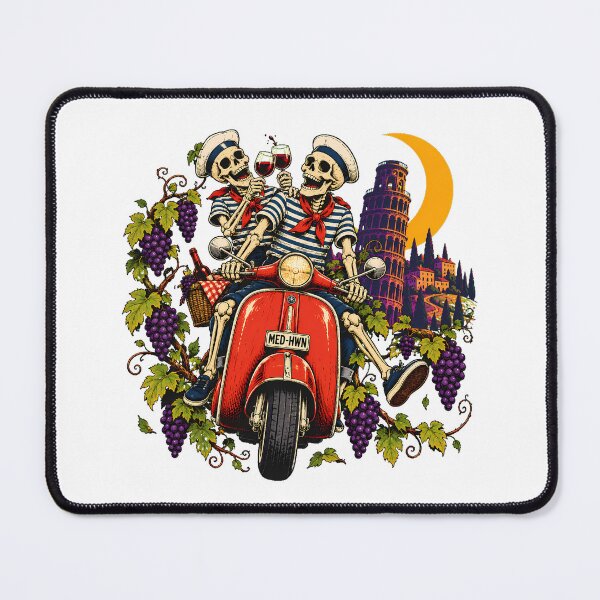 Item preview, Italian Skeleton Riding Scooter Toasting Wine Lover designed and sold by chattsuede.