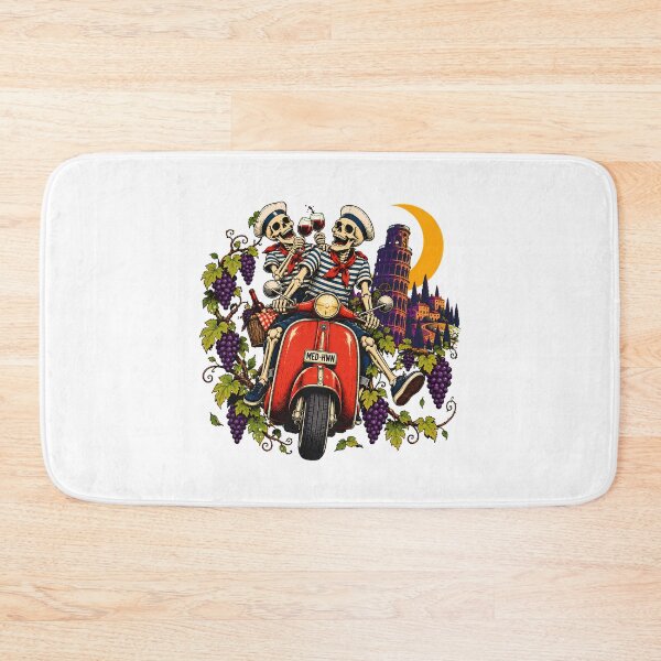 Item preview, Italian Skeleton Riding Scooter Toasting Wine Lover designed and sold by chattsuede.