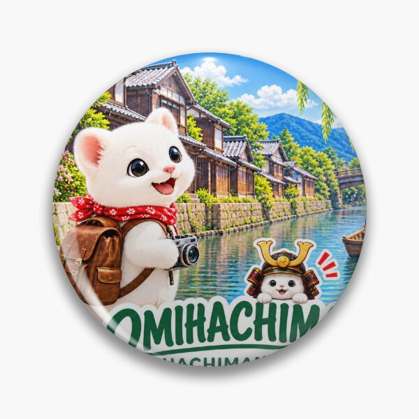 Item preview, Mofu Exploring Hachimanbori Canal in Omihachiman, Shiga Japan – Cute Travel Illustration designed and sold by aoisora-kiki55.
