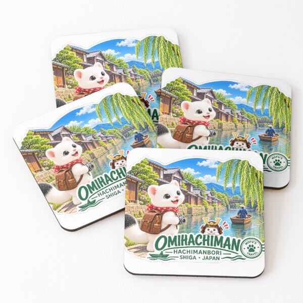 Item preview, Mofu Exploring Hachimanbori Canal in Omihachiman, Shiga Japan – Cute Travel Illustration designed and sold by aoisora-kiki55.