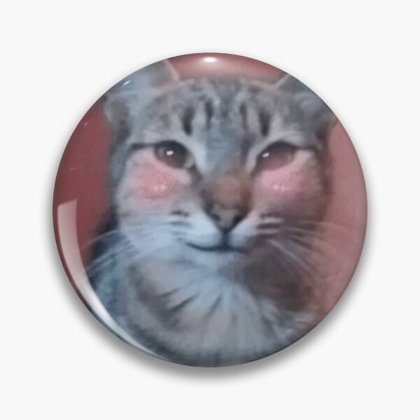 Item preview, Blushing Cat Smirk Cute Meme Sticker designed and sold by UtopiaDripPR.