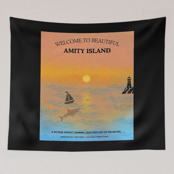 Item preview, Visit Amity Island Vintage Beach Poster Funny Parody designed and sold by Mircea786.