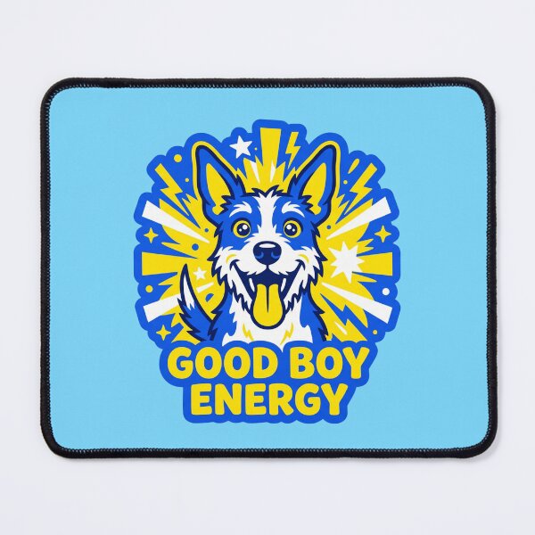 Item preview, Funny Happy Blue Dog Good Boy Energy Sticker Graphic and Apparel Design designed and sold by BiniClicks.