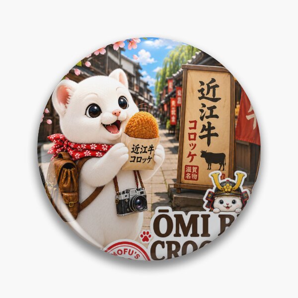Item preview, Mofu Enjoying Omi Beef Croquette in Shiga, Japan – Cute Japanese Food Travel Illustration designed and sold by aoisora-kiki55.