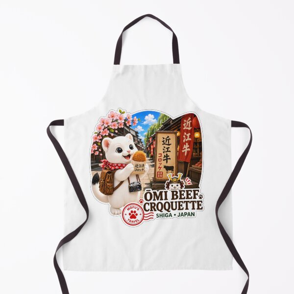 Item preview, Mofu Enjoying Omi Beef Croquette in Shiga, Japan – Cute Japanese Food Travel Illustration designed and sold by aoisora-kiki55.