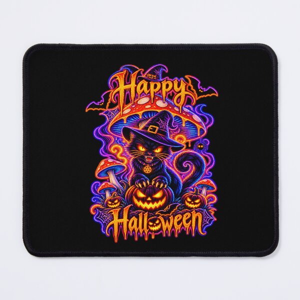 Item preview, Happy Halloween Black Cat Witch Neon Spooky Gothic designed and sold by QuiteOrbit.