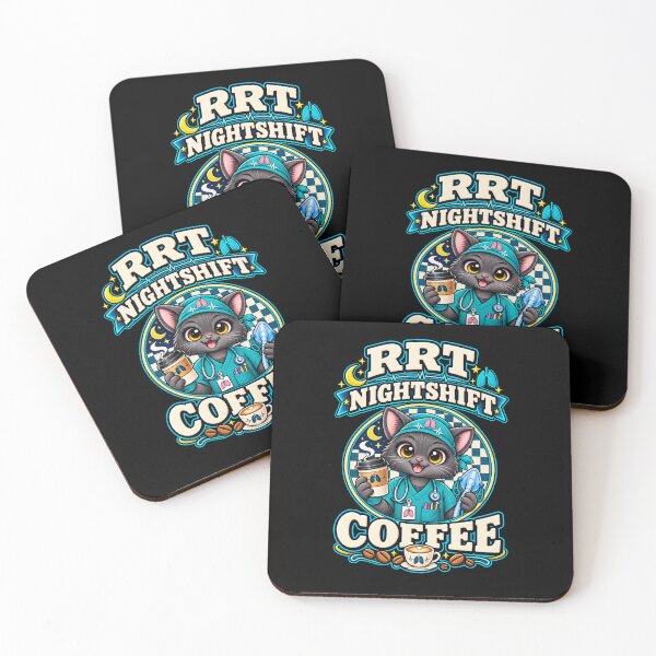 Item preview, RRT Nightshift Coffee Registered Respiratory Therapist Cat Checkered Circle Design  designed and sold by ClinicalHubs.