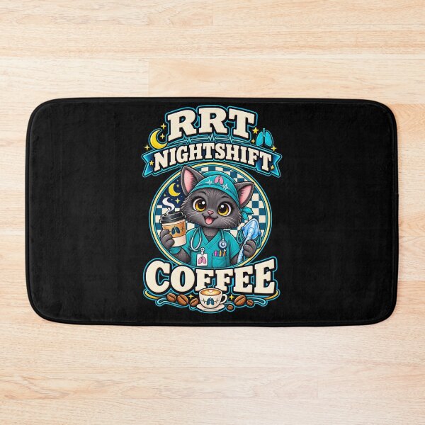 Item preview, RRT Nightshift Coffee Registered Respiratory Therapist Cat Checkered Circle Design  designed and sold by ClinicalHubs.