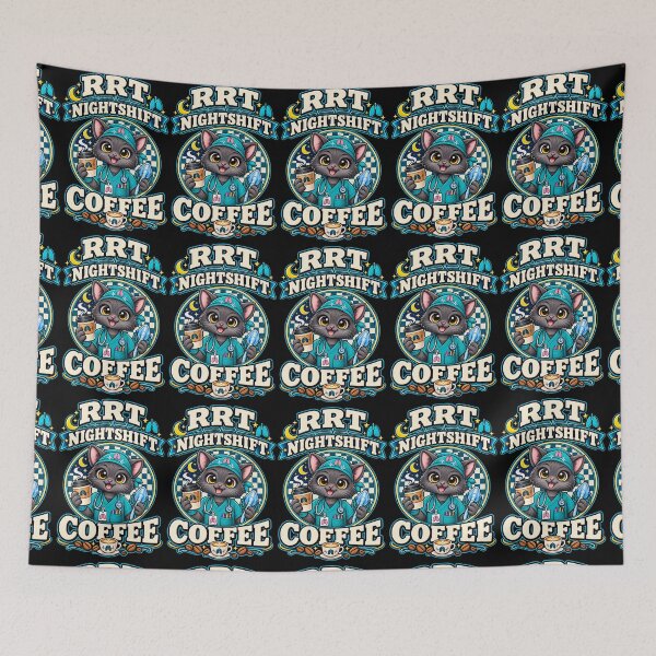 Item preview, RRT Nightshift Coffee Registered Respiratory Therapist Cat Checkered Circle Design  designed and sold by ClinicalHubs.