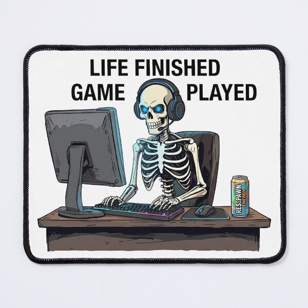 Item preview, Gamer Skull Life Completed - Funny Gaming Skeleton Sticker designed and sold by BCW.