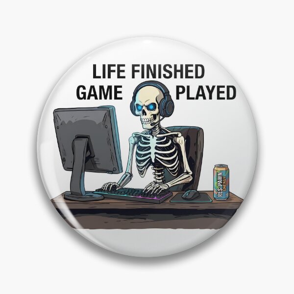 Item preview, Gamer Skull Life Completed - Funny Gaming Skeleton Sticker designed and sold by BCW.