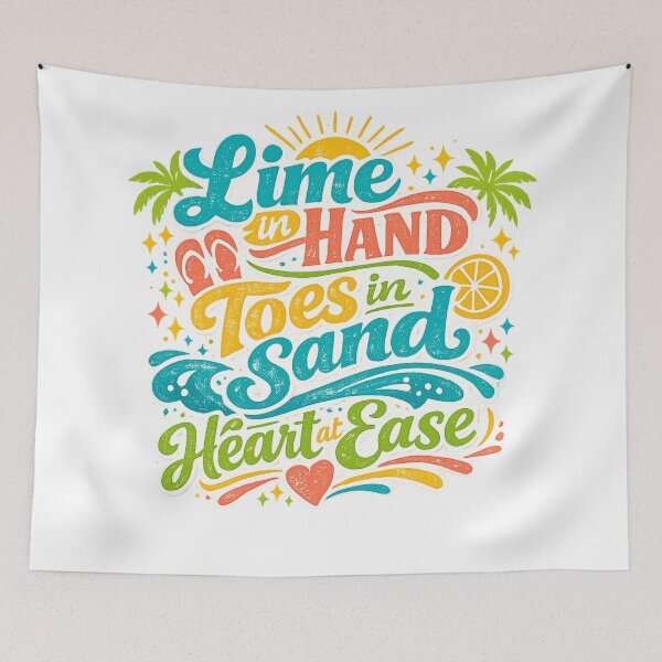 Item preview, Lime In Hand Toes In Sand Tropical Quote Art Design Print designed and sold by inkoutninja.