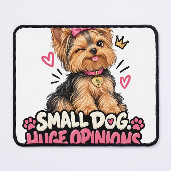 Item preview, Small Dog Huge Opinions Cute Yorkie Dog Lover designed and sold by InkMeander.