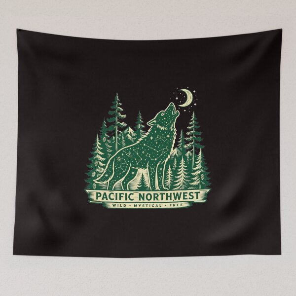Item preview, Cosmic Howling Wolf - Vintage PNW Wolf Shirt - Retro Cascadia Moon Gift designed and sold by ElevatedPNW.