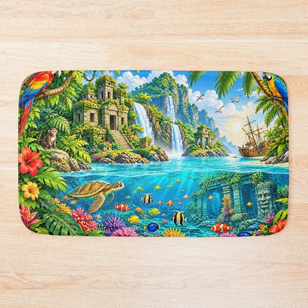 Item preview, Tropical Paradise Jungle Waterfall Ocean Adventure designed and sold by CreativeCharmCo.