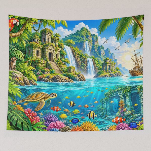 Item preview, Tropical Paradise Jungle Waterfall Ocean Adventure designed and sold by CreativeCharmCo.
