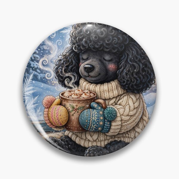 Item preview, Black Poodle in Cozy Winter Scene designed and sold by Wags & Tails.