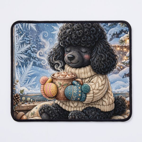 Item preview, Black Poodle in Cozy Winter Scene designed and sold by Wags & Tails.