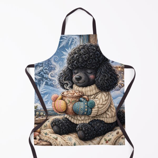 Item preview, Black Poodle in Cozy Winter Scene designed and sold by Wags & Tails.