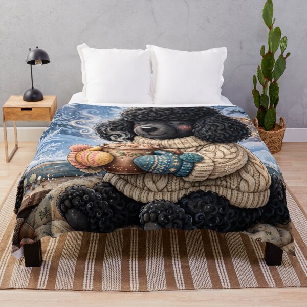 Item preview, Black Poodle in Cozy Winter Scene designed and sold by Wags & Tails.