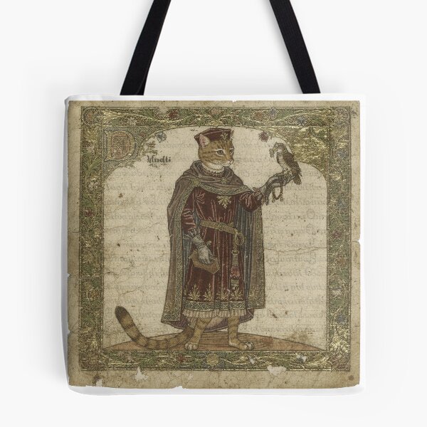 Item preview, Medieval Cat Falconer With a Tiny Hawk designed and sold by PictorialWhimsy.