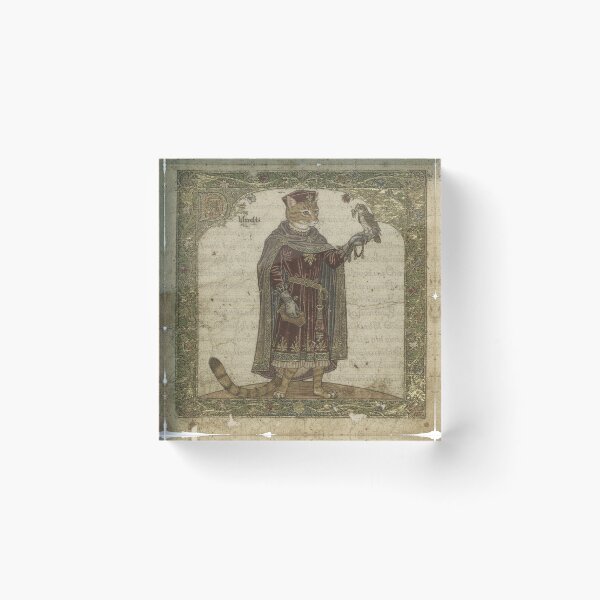 Item preview, Medieval Cat Falconer With a Tiny Hawk designed and sold by PictorialWhimsy.