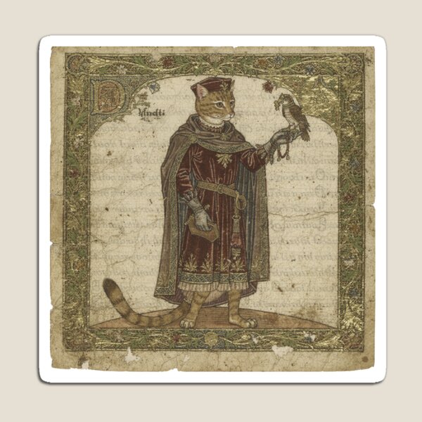 Item preview, Medieval Cat Falconer With a Tiny Hawk designed and sold by PictorialWhimsy.